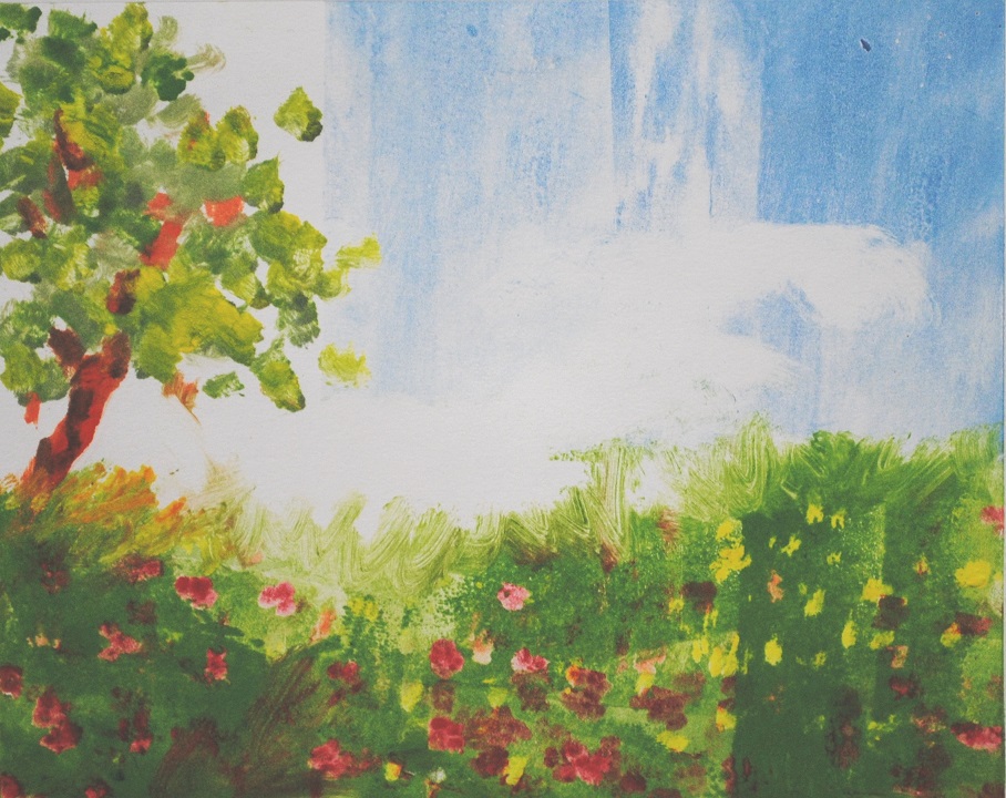 Summer Afternoon, monotype, 8x10 inches, April 2019